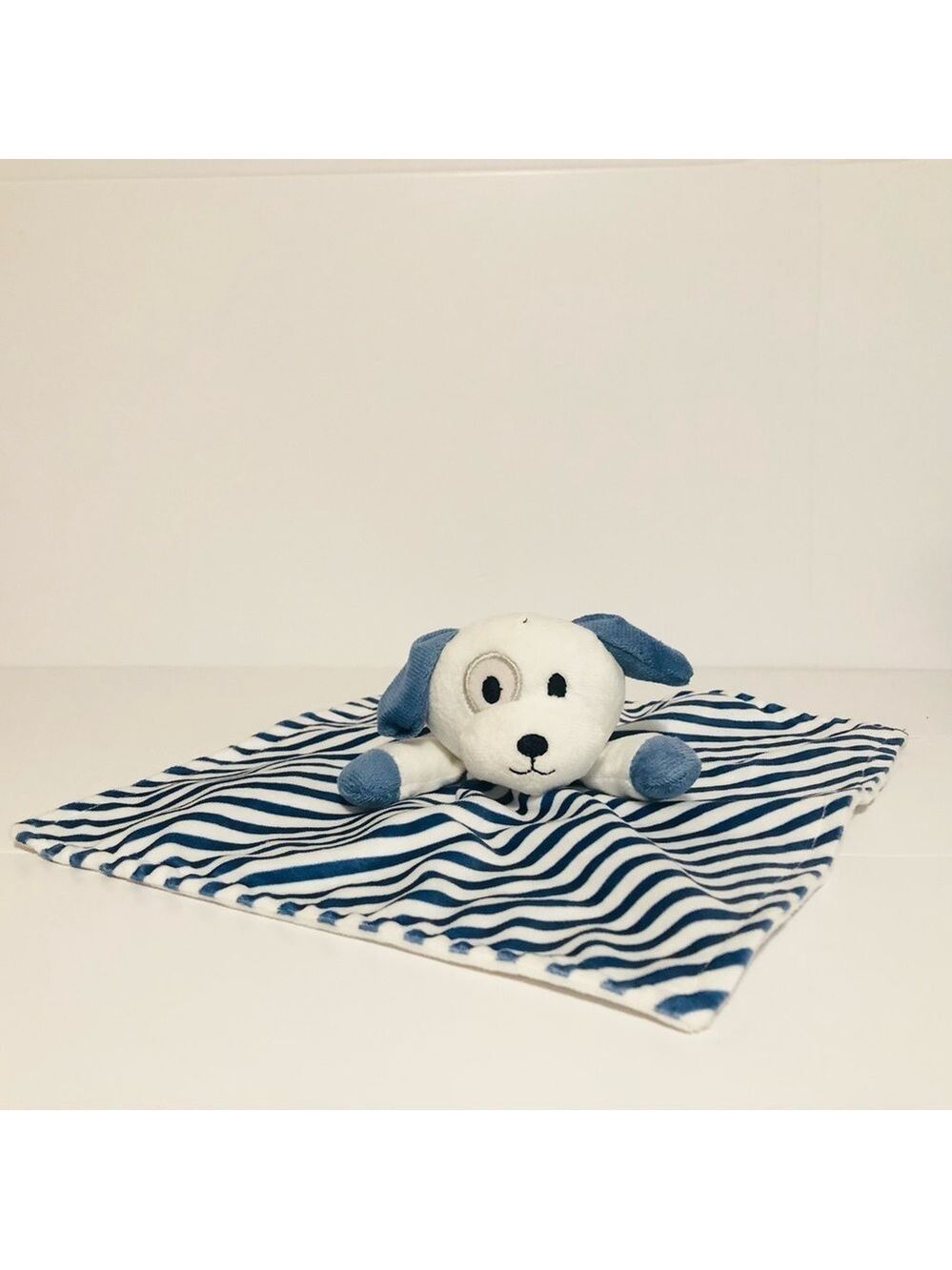 Chikitoe Dollar Store Puppy Dog Lovey Blue White Striped Baby Cuddle Toy